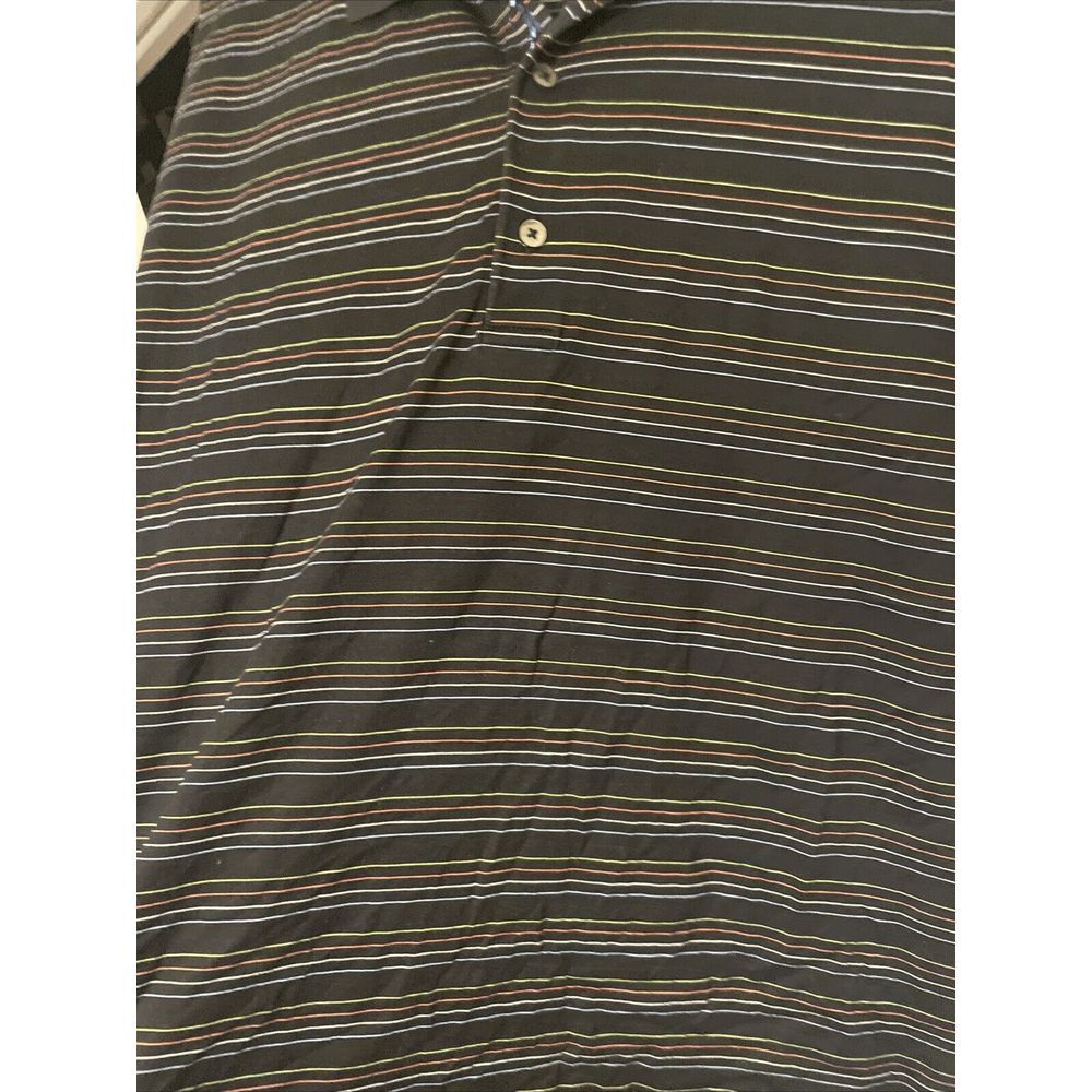 Bobby Jones Black Striped Golf Polo Cotton Button Down Collared Large - Picture 5 of 6